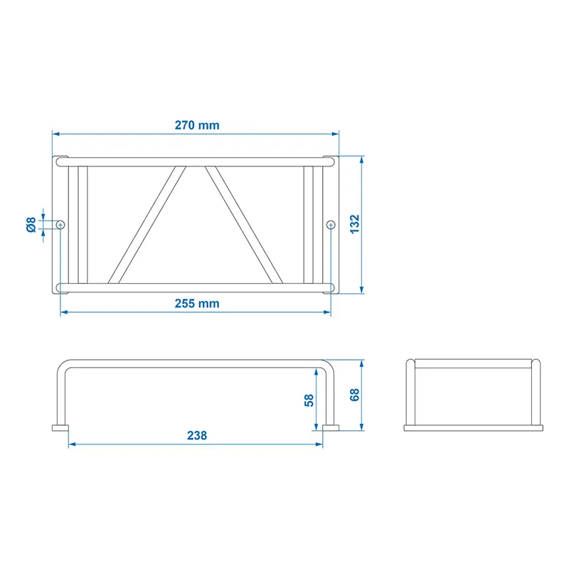 Baklyktgitter stål 238 x 132 x 58 mm (343649V03)