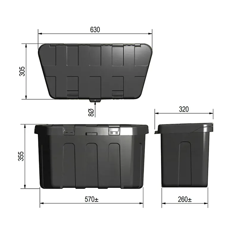 Oppbevaringsboks til tilhengerdrag 630 x 320 x 355 mm (340061)