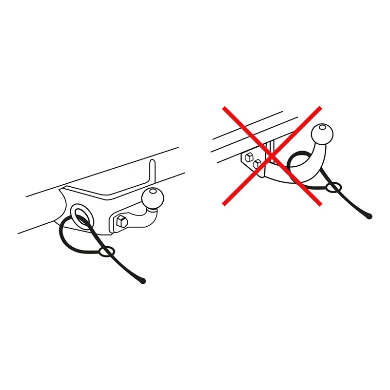 Sikkerhetswire med brakett og karabinkrok 1000 mm